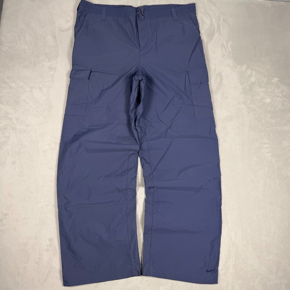 Y2K Mens Nike Nylon Mesh Lined Cargo Pants Techwear Blue Size M